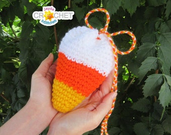 Candy Corn Drawstring Treat Bag Crochet PATTERN PDF - Halloween Party Loot Bag, Gift Bag - Jayda InStitches
