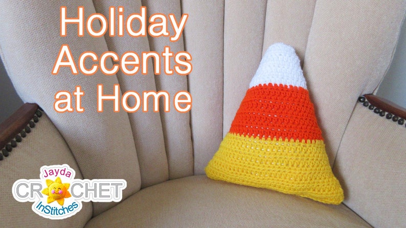 Candy Corn Pillow / Cushion - Crochet PATTERN PDF - Food Ornament ...