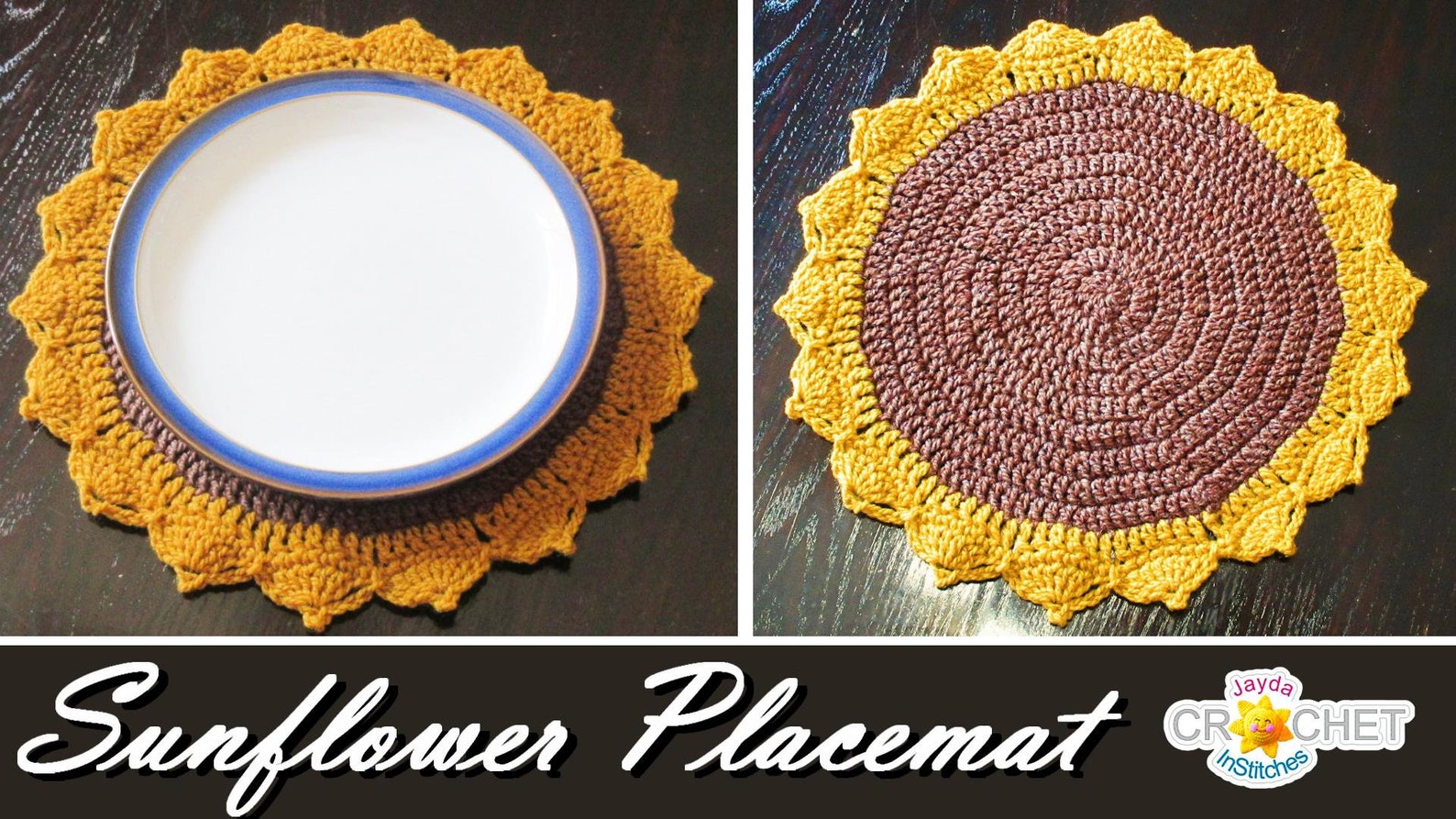 Giant Sunflower Placemat Crochet PATTERN PDF Autumn Table Etsy
