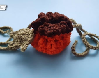 Crochet Pumpkin Circle Sack PDF PATTERN - Easy drawstring bag, pouch or purse! - Jayda InStitches