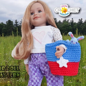 Spielzeug Tasche Häkelanleitung PDF - für 18" Puppe - enthält Bonus Mini Stern Applikation Muster - Jayda InStitches