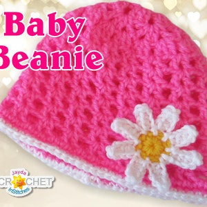 Baby Beanie in Easy V-Stitch Crochet Pattern PDF Jayda InStitches image 1