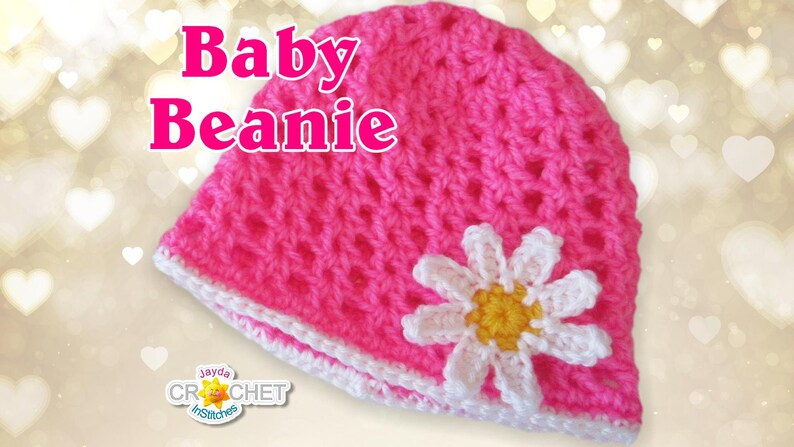 Baby Beanie in Easy V-Stitch Crochet Pattern PDF Jayda InStitches image 1