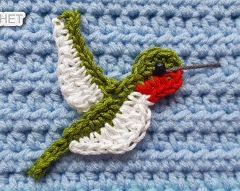 Hummingbird Applique - Crochet PATTERN PDF - Bird, Garden - Jayda InStitches