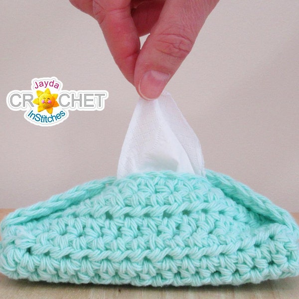 Travel Tissue Case Crochet PATTERN PDF - Travel-Sized Facial Tissue Pocket - Jayda InStitches