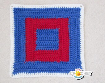 Double Frame Square Crochet PATTERN PDF - Patchwork Quilt-Style Calendar Blanket 12 inch Square - Jayda InStitches