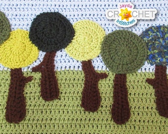 Trees Applique (Deciduous) - Crochet PATTERN PDF - Folk Art Calendar Blanket 2019 - Jayda InStitches
