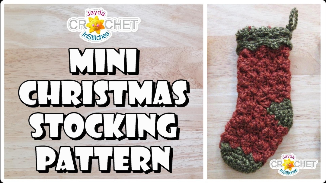 Mini Christmas Stocking Crochet PATTERN PDF - Solid Colour Stocking in ...