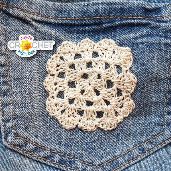 Pocket Patch Granny Square - Crochet PATTERN PDF- Doily, Easy Crochet Thread Project - Jayda InStitches