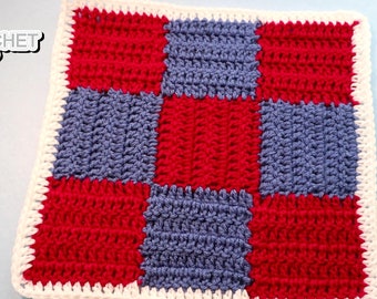 9-Patch Square Crochet PATTERN PDF - Patchwork Quilt-Style Calendar Blanket 12 inch Square - Jayda InStitches
