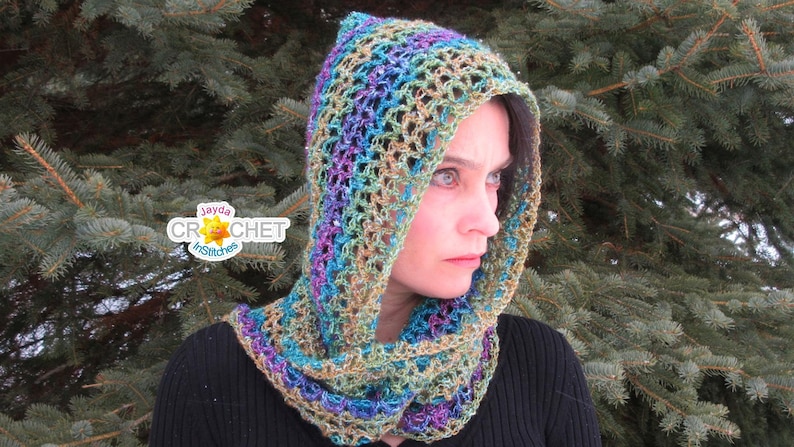 Luxe Hooded Scarf Crochet PATTERN PDF Jayda InStitches image 1