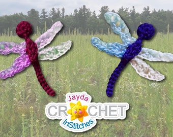 Dragonfly Applique - Crochet PATTERN PDF - Cute Insect for crochet or knit Projects - Jayda InStitches