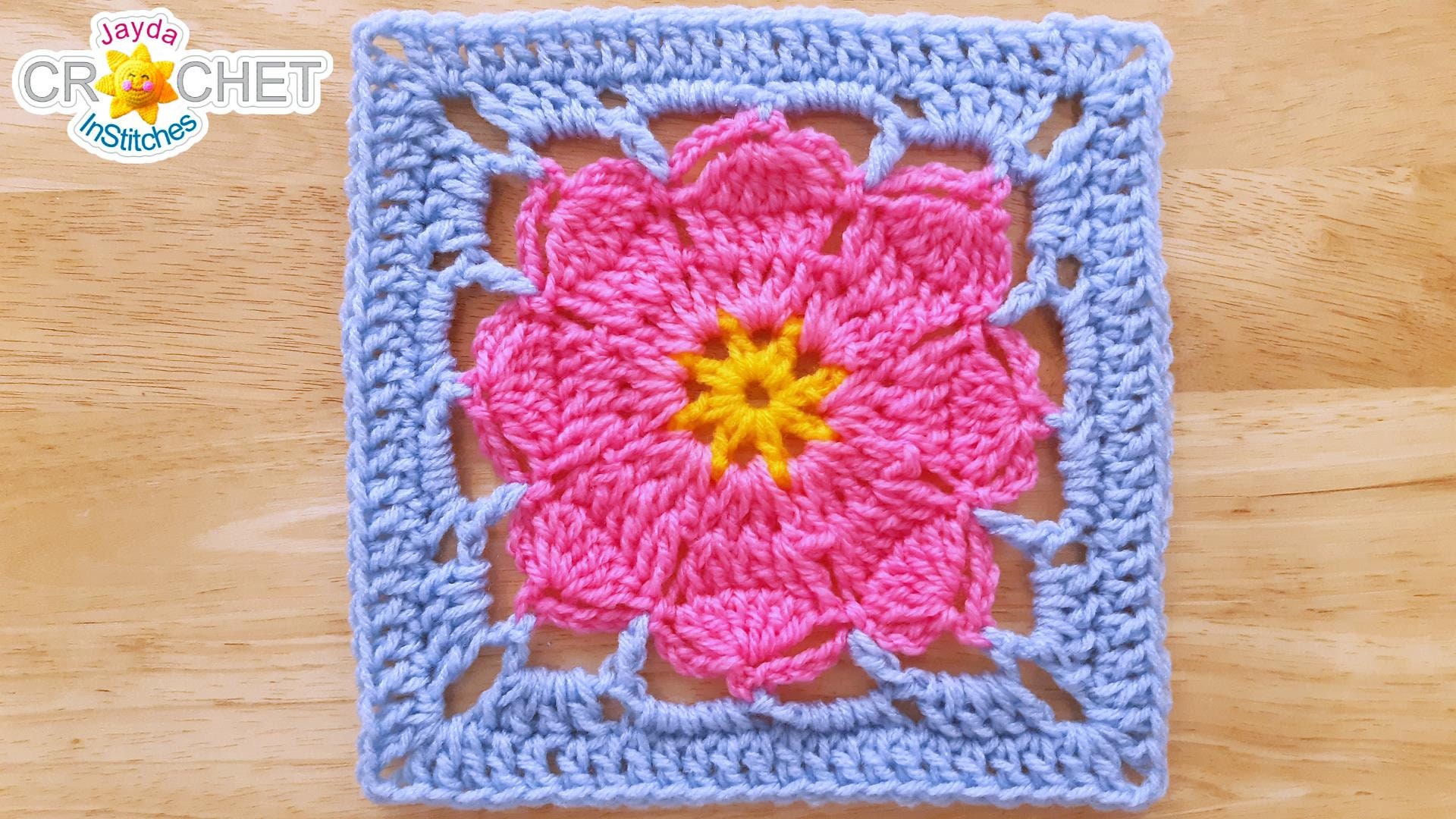 Spring Flower Granny Square - Crochet PATTERN PDF- 8 Inch
