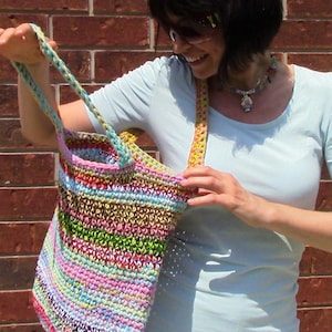 Crochet Happy Scrappy Market Bag PATTERN PDF Eco-friendly Reusable ...