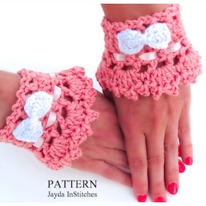 Crochet Victorian Lace Cuff Pattern - Lolita, Goth, Mori, Yama, Fairy Kei PDF - Jayda InStitches