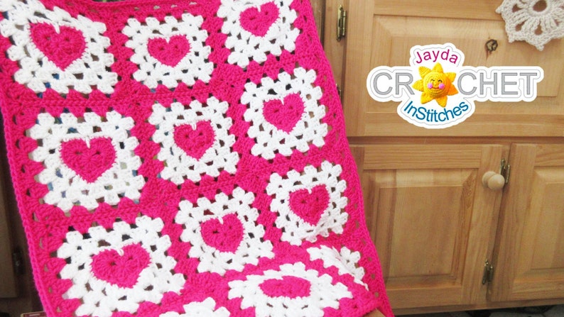 Heart At The Centre Granny Square Crochet PATTERN PDF 6 inch Square, Baby Blanket Pattern Jayda InStitches image 2