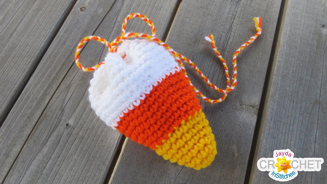 Candy Corn Drawstring Treat Bag Crochet PATTERN PDF - Halloween Party ...