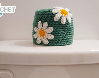 Spring Daisy Bathroom Tissue (Toilet Paper Roll) Cover Crochet PATTERN PDF - includes Daisy Applique Pattern - Jayda InStitches