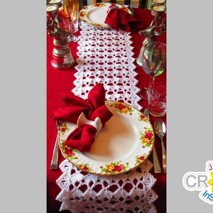 Festive Table Runner Crochet PATTERN PDF Thanksgiving, Christmas, Hanukkah, New Years, Holiday Jayda InStitches image 3