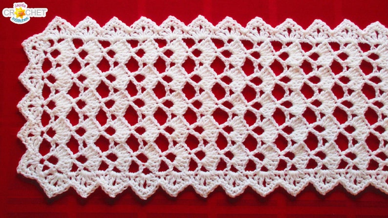 Festive Table Runner Crochet PATTERN PDF Thanksgiving, Christmas, Hanukkah, New Years, Holiday Jayda InStitches image 1