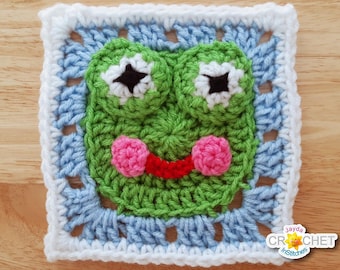 Little Frog 6 Inch Granny Square Crochet PATTERN PDF - "Little Grannies" Collection - Blankets, Bags, Sweaters, Hats - Jayda InStitches