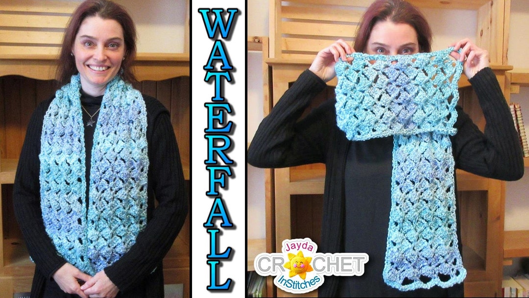 Waterfall Off-set Split Shells Scarf Crochet PATTERN PDF - Adults ...
