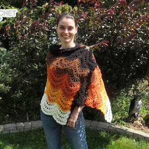 Autumn Moon Wrap Crochet PDF PATTERN Blanket Scarf, Feather & Fan Stitch Jayda InStitches image 2