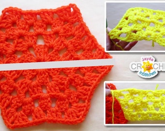 Half Hexagon Granny Shell Stitch - Crochet PATTERN PDF - Jayda InStitches