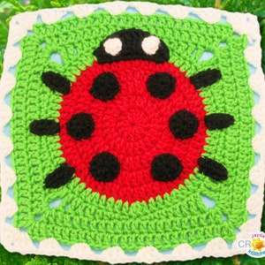 Ladybug Square Crochet PATTERN PDF - Calendar Blanket Motif - 11.5 inch Square - Summer, Bugs, Boys - Jayda InStitches