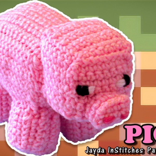 Crochet Video Game Pig Plush Pattern PDF - Written Instructions with Photographs - Jayda InStitches