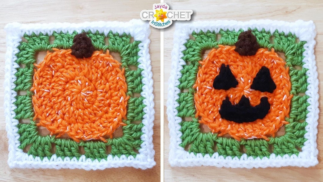 Little Pumpkin or Jack O Lantern 6" Granny Square Crochet PATTERN PDF ...