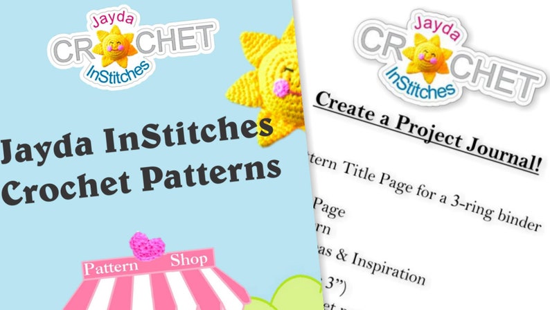 Crochet Project Journal Kit for 3-Ring Binders - PDF Digital DOWNLOAD - Book Cover, Spine Inserts, Crochet Flower Pattern - Jayda InStitches 