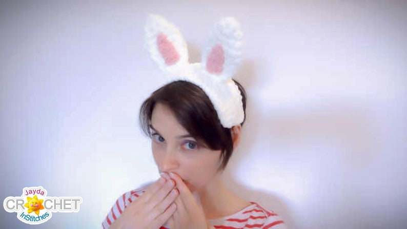 Bunny Ears Headpiece Crochet Pattern Adults and Kids Cosplay, Costume PDF Jayda InStitches image 3