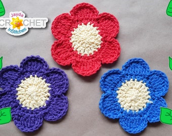 6 Petal Flower Coaster - Crochet PATTERN PDF - Jayda InStitches