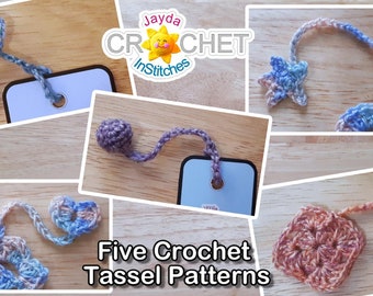 5 Beautiful Bookmark Tassels - Crochet PATTERN PDF - Add a Crochet Tassel to ANY Bookmark - Jayda InStitches