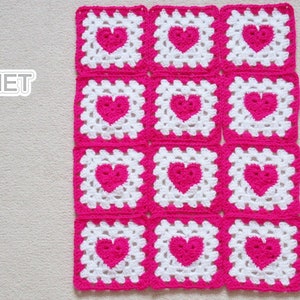 Heart At The Centre Granny Square Crochet PATTERN PDF 6 inch Square, Baby Blanket Pattern Jayda InStitches image 5