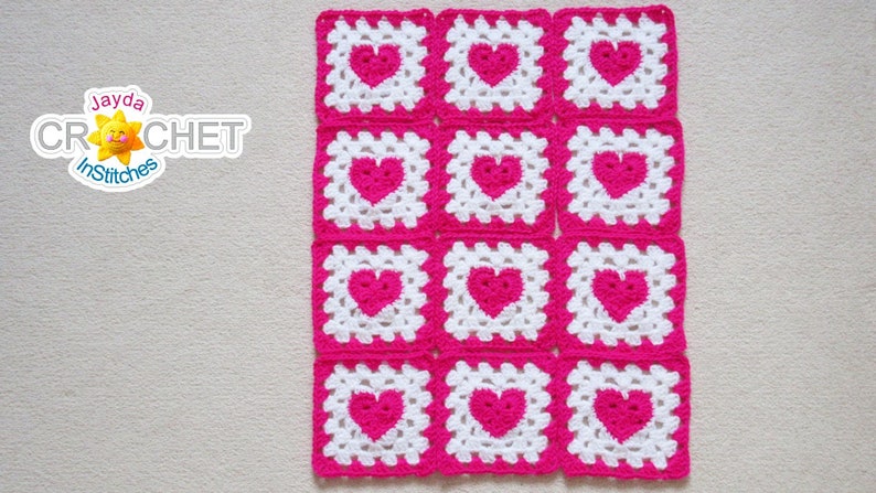 Heart At The Centre Granny Square Crochet PATTERN PDF 6 inch Square, Baby Blanket Pattern Jayda InStitches image 5