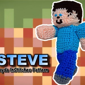 Steve Crochet Pattern - Video Game Stuffed Toy Plush - Jayda InStitches