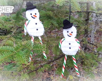 Bonhomme de neige porte-canne en bonbon au crochet PATRON PDF - Décoration d'arbre, Noël nostalgique - Jayda InStitches