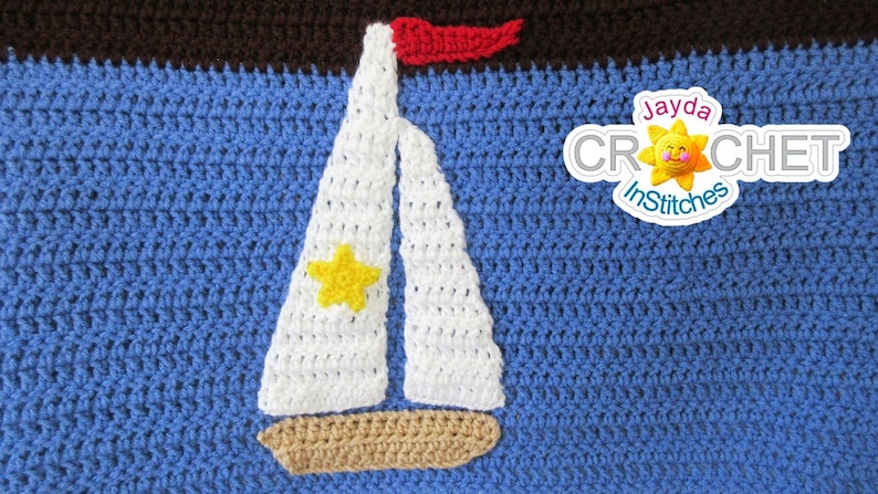 Sailboat Applique - Crochet PATTERN PDF - Folk Art Calendar Blanket ...
