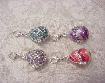 ONE ~ Enamel Crystal Egg Charm Pendant Locket ~ Vintage ~ You Choose One!