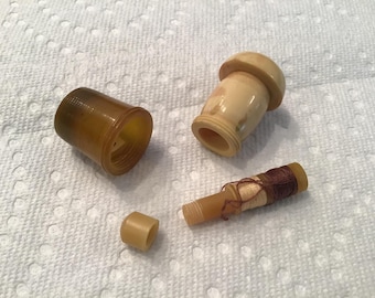 Antique Bakelite Etui SEWING Kit Set ~ Unusual Design Shape ~ Rare to Find!