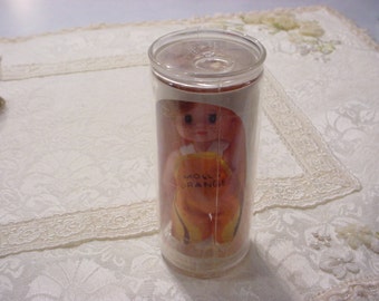 MOLLY ORANGE Soda Pop Miniature DOLL in Bottle Can Pop Playmates Vintage