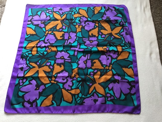 Vintage Large Polyester Italian Purple Orange Gre… - image 1