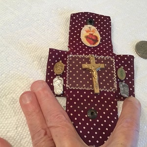 Vintage Leather Pocket Scapular Apostleship of Prayer Sacred Heart Medals Relic ~ Nun’s Estate