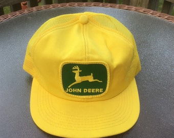 Vintage John Deere Yellow Mesh Trucker Hat Cap