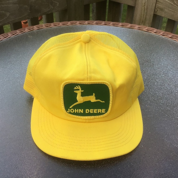 Vintage John Deere Yellow Mesh Trucker Hat Cap 