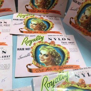 Five (5) Vintage ROYALTY Black Human Hair Style Mesh Invisible Net ~ Cap Shape ~ No. 404 ~ New Old Stock NOS