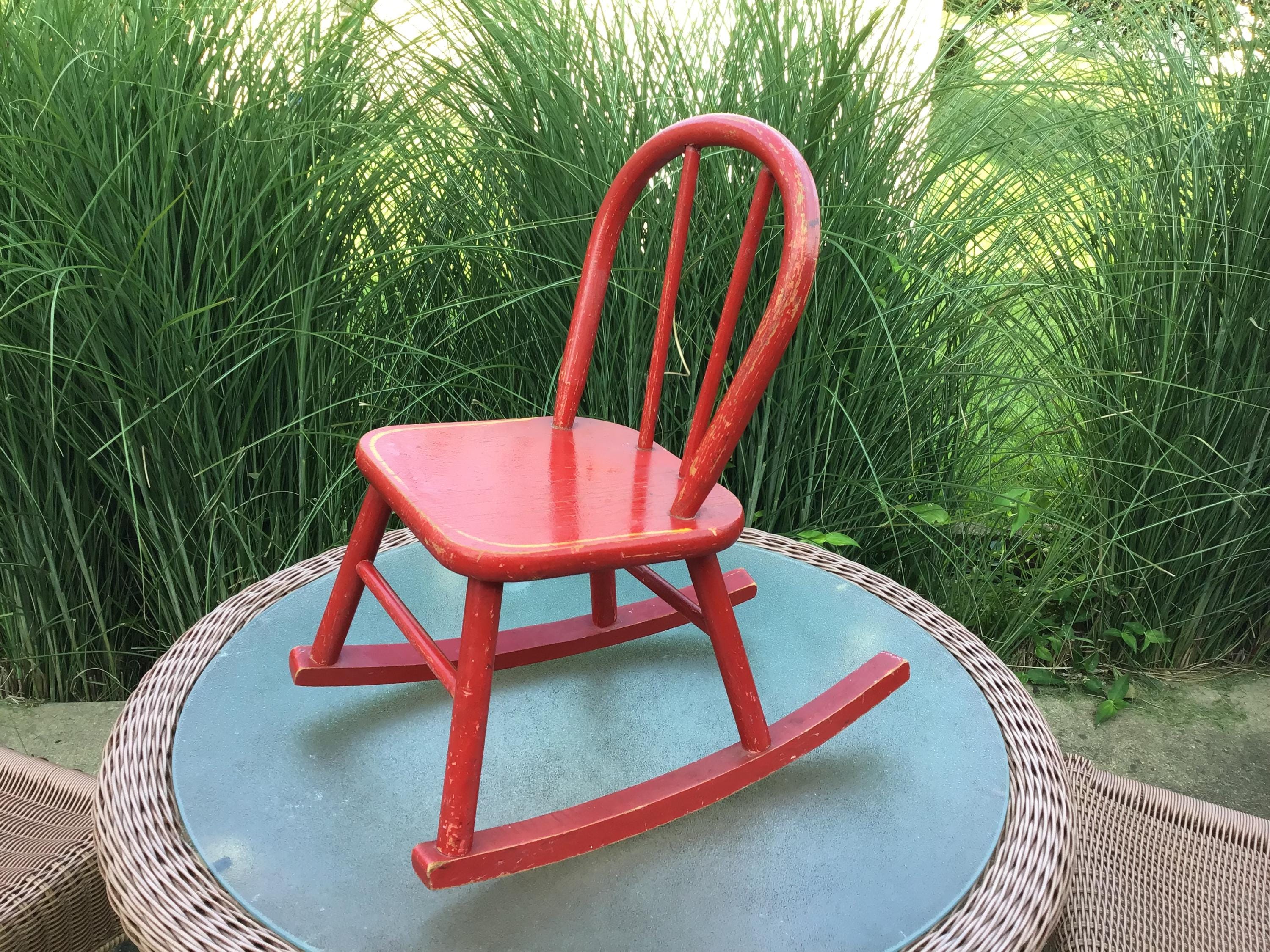 Antique Red Childs Chair - Etsy