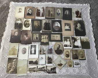 40+ Antique Sepia Cabinet Cards Black & White Old PHOTOS PICTURES